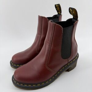 Dr Martens Chelsea Boots Women US 7 UK 5 Burgundy Leather Heel